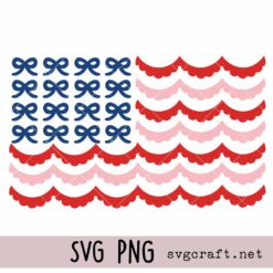 Bow Scalloped American Flag SVG PNG, Preppy 4th of July Design png svg dxf