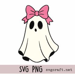 Coquette bow ghost PNG SVG, Coquette Ghost SVG, Cute Bow Halloween Cut Files