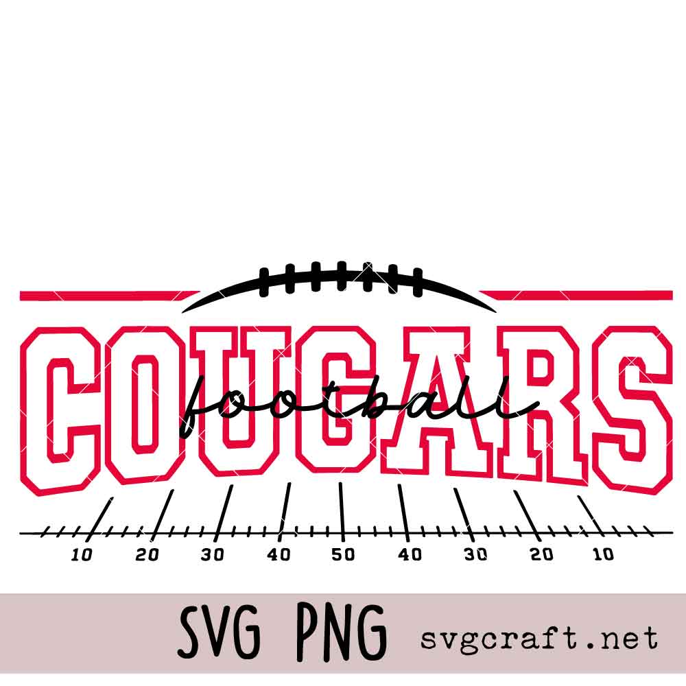 Cougars Football SVG PNG Cougars Football Svg Png, Cougars Game Day Svg Png, Football Team Cut File Svg Png