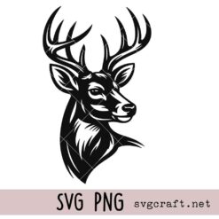 Deer Head Svg Png, Buck Svg Png, White Tailed Buck Mount Design Svg Png