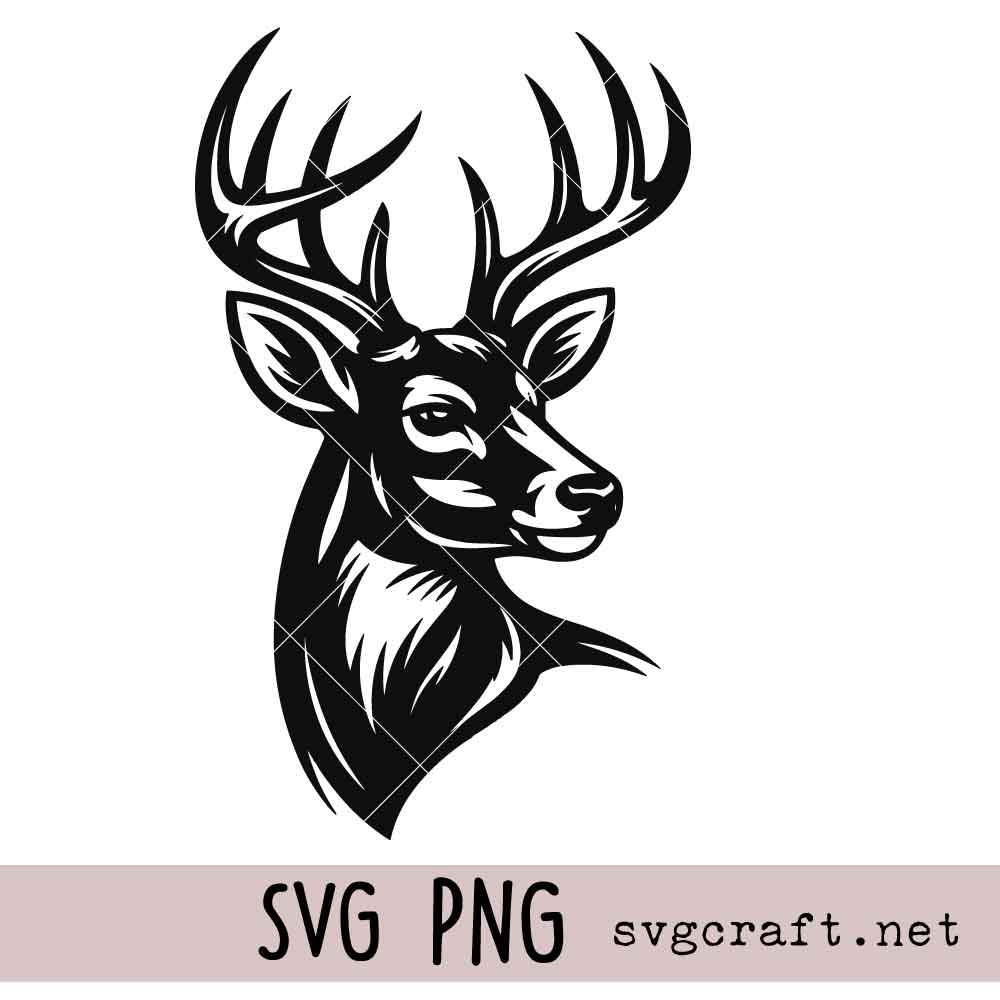 Deer Head SVG PNG Deer Head Svg Png, Buck Svg Png, White Tailed Buck Mount Design Svg Png
