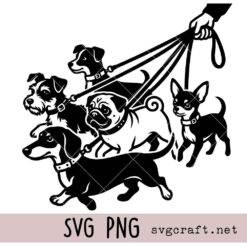 Dog Walker Svg Png, Dog Breeds Svg Png, Canine Walking Svg Png, Puppy Care Svg Png