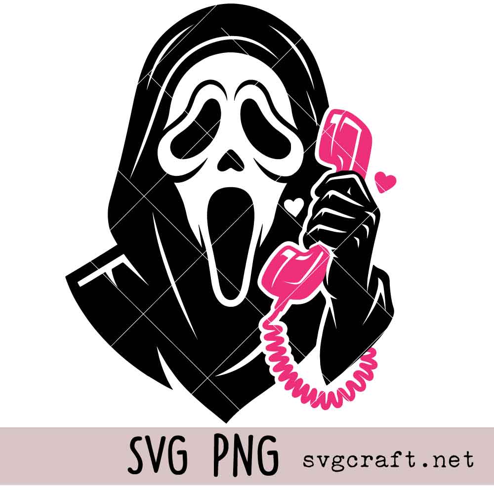 Girly Ghostface SVG PNG Girly Ghostface Svg Png, Pink Telephone Spooky Vector Svg Png, Coquette Halloween Svg Png