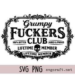 Grumpy Club Svg Png, Funny Skull Biker Svg Png, Sarcastic Adult Humor Svg Png