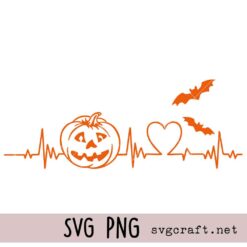 Halloween Pumpkin Heartbeat Svg Png, Halloween Svg Png, Spooky Svg Png