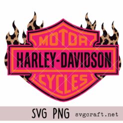 Hot Pink Harley Davidson Cycles logo SVG PNG, Harley Davidson logo with flames PNG