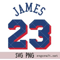James Jersey Number 23 Svg Png, School Sports Iron On Svg Png