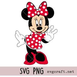 Minnie Mouse Svg Png, Cute Standing Pose Svg Png, Red Dress & Bow Svg Png, Cartoon Girl Svg Png