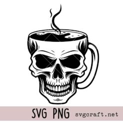 Skull Coffee Svg Png, Death Drinking Coffee Svg Png, Skeleton Svg, Skull Mug Svg Png