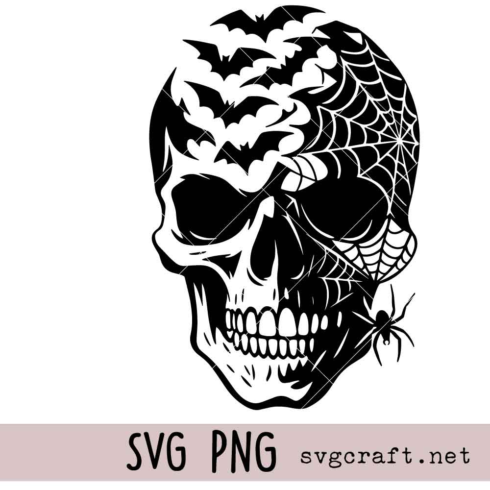 Skull Halloween SVG PNG Skull Halloween Svg Png, Halloween Svg Png, Spooky Haunted hallows eve Creepy Svg Png
