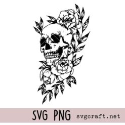 Skull and Flowers Svg Png, Halloween Svg Png, Floral Skull Svg Png