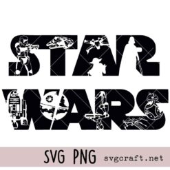 Star Wars Svg Png, Classic Star Wars Logo with Character Silhouettes Svg Png