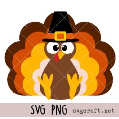 Thanksgiving Turkey Sitting Svg Png, Cute Thanksgiving Turkey Svg Png