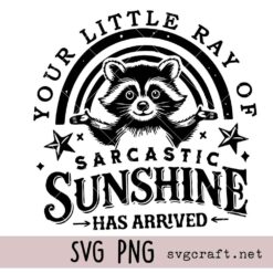 Your little ray of sarcastic sunshine Svg Png, Has arrived Svg Png, Funny Raccoon Svg Png