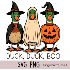 Duck Duck Boo Svg Png, Funny Goose Halloween Design Svg Png, Silly Duck Ghost Witch Svg Png