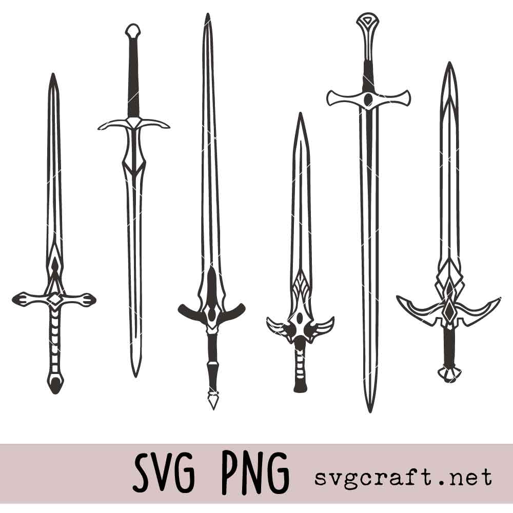 Fantasy Swords Bundle Svg Png Fantasy Swords Bundle Svg Png, Swords Bundle Svg Png, Medieval Swords Svg Png