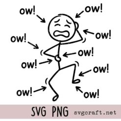 Funny Meme Stick Arrows Vintage Design Svg Png, Ow Ow Ow Stick Character Figure Humor Chronic Pain Awareness Svg Png