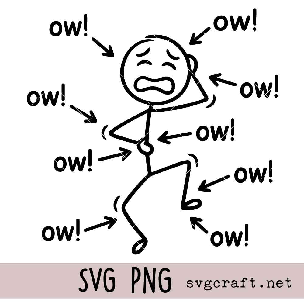 Funny Meme Stick Arrows Vintage Design Svg Png Funny Meme Stick Arrows Vintage Design Svg Png, Ow Ow Ow Stick Character Figure Humor Chronic Pain Awareness Svg Png