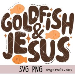 Goldfish and Jesus Svg Png, Christian Boy Fishing Svg Png, Funny Kids Faith Svg Png