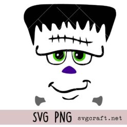 Halloween Frankenstein Face Svg Png, Fun Halloween Digital Print Design Svg Png
