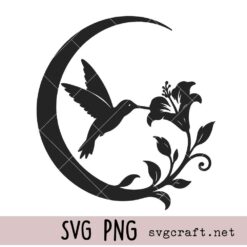 Hummingbird Laser Svg Png, Crescent Moon Wall Art Svg Png, Hibiscus Flower Svg Png