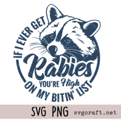 If I Ever Get Rabies Svg Png, Funny Raccoon Vintage Design Svg Png, Rabies Biting List Svg Png
