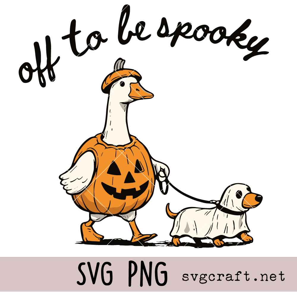 Off to be Spooky Goose Walking Dog Svg Png Off to be Spooky Goose Walking Dog Svg Png, Off To Be Spooky Goose Holding Coffee Pumpkin Bucket Svg Png