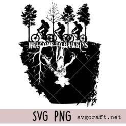 Welcome to Hawkins Svg Png, Upside Down Bike Riders Design Svg Png