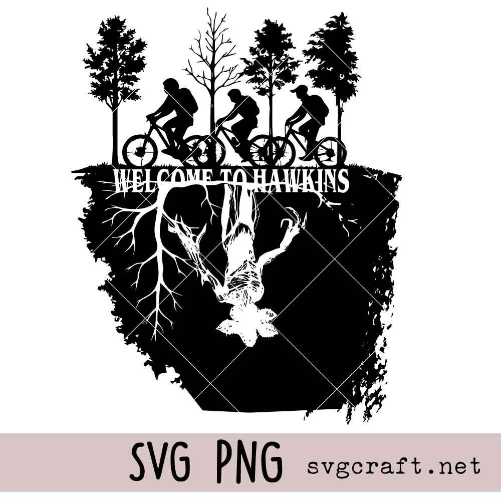 Welcome to Hawkins Svg Png Welcome to Hawkins Svg Png, Upside Down Bike Riders Design Svg Png